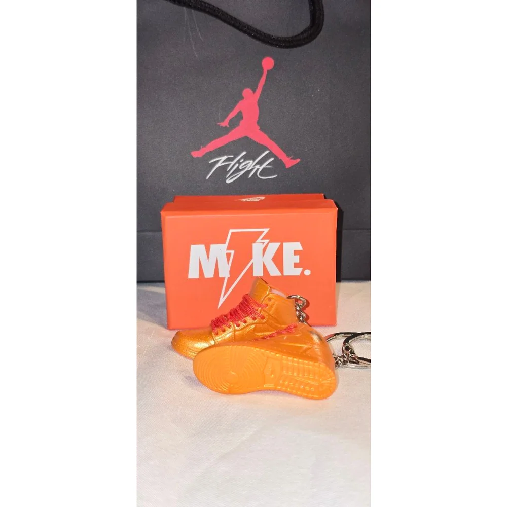 Orange & Red Sneaker Keychain Set with Box and Bag One Size